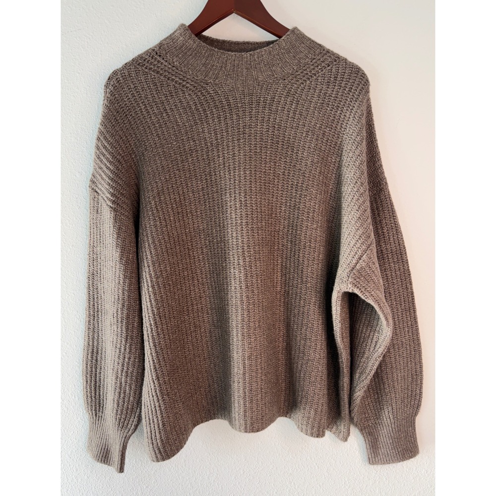 Old Navy SoSoft Mock Neck Sweater Tan Ribbed Knit Pullover Casual Minimalist XL